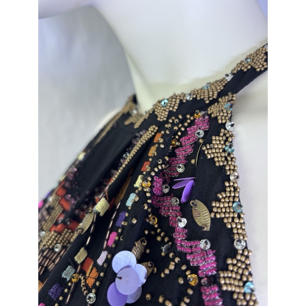 RARE Matthew Williamson Black Silk Sequin And Beaded Embellished Halter Top - Picture 5 of 9